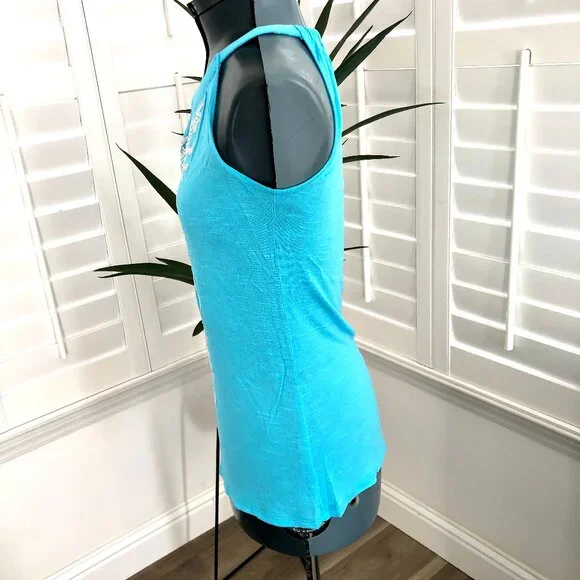 INC International Concepts Embroidered Sleeveless Turquoise Top, Small - Picture 6 of 9
